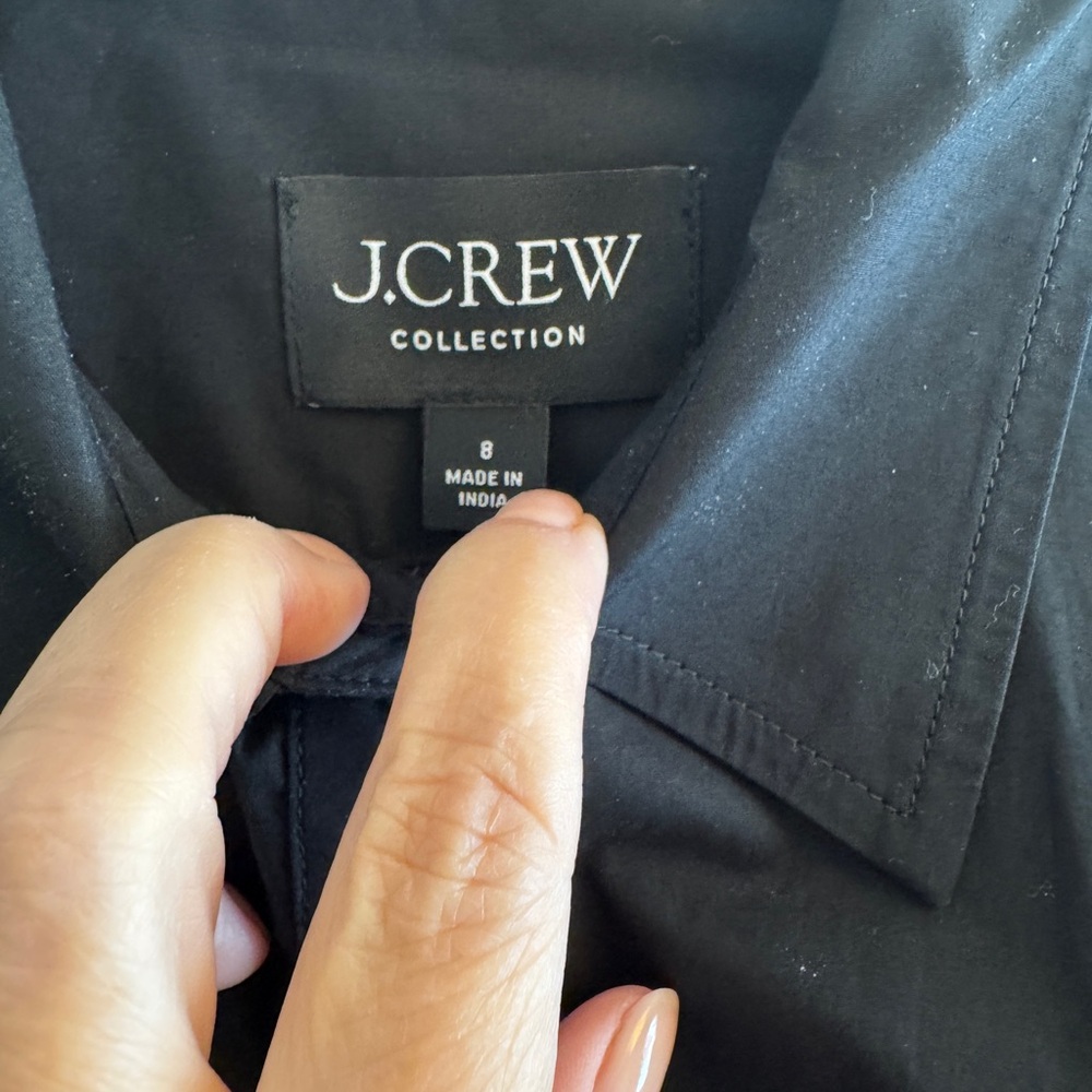 J. Crew Black Cropped Shirt with Sequin Cuffs - Picture 6 of 8